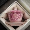 Peony Ru Yao Porcelain Gaiwan Set For Tea Tureen Teaware Cup Chinese Pink Ceramic Opening Tea Bowls Chawan Tea Ceramony Lily