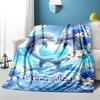 1PC Custom Name Dolphins Heart Shape Flannel Blanket Versatile,all-season Throw Suitable for the Living Room,bedroom,camping,travel,and Gift