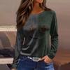 Women's Halloween Print Long Sleeve Top with Round Neck and Hem Slit for Casual Party Wear