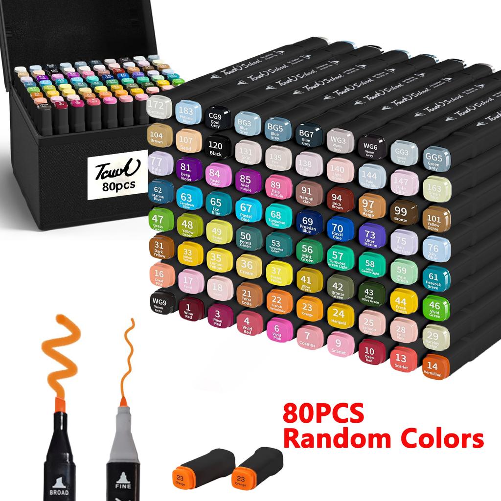 40/60/80/120 Random Colors Alcohol Markers Set Dual Brush Tip Permanent Art Markers for Book Painting Card Making Christmas Gift