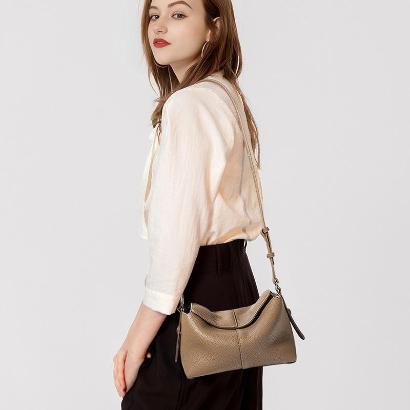 New first-layer cowhide commuter shoulder pillow bag, niche leather crossbody high-end large-capacity handbag for women