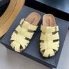 Fashion Flat Retro Woven Baotou Half Slippers Women's Outside Wear New Summer Soft Sole Non-slip Cool Drag Roman Sandals