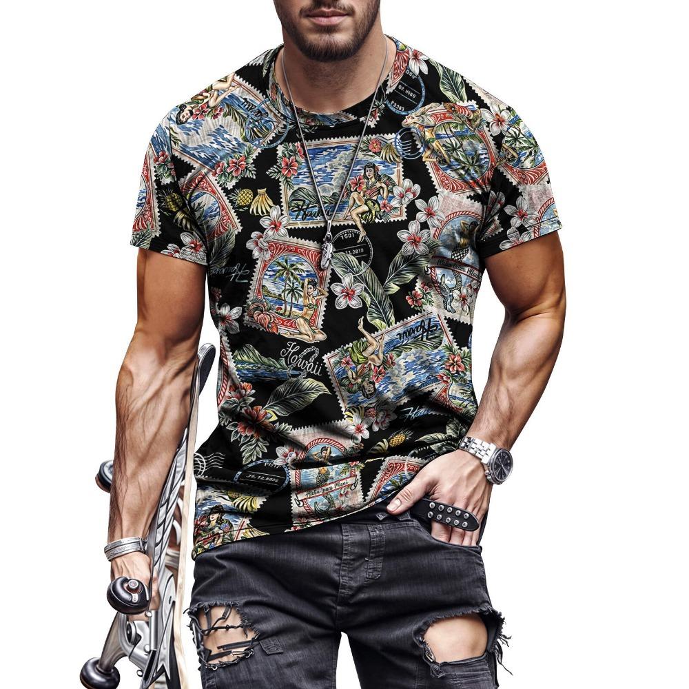Erkek Hawaii 2025 Y2k Moda Tişört Sokak Harajuku Retro Yazı Baskılı Günlük Üst