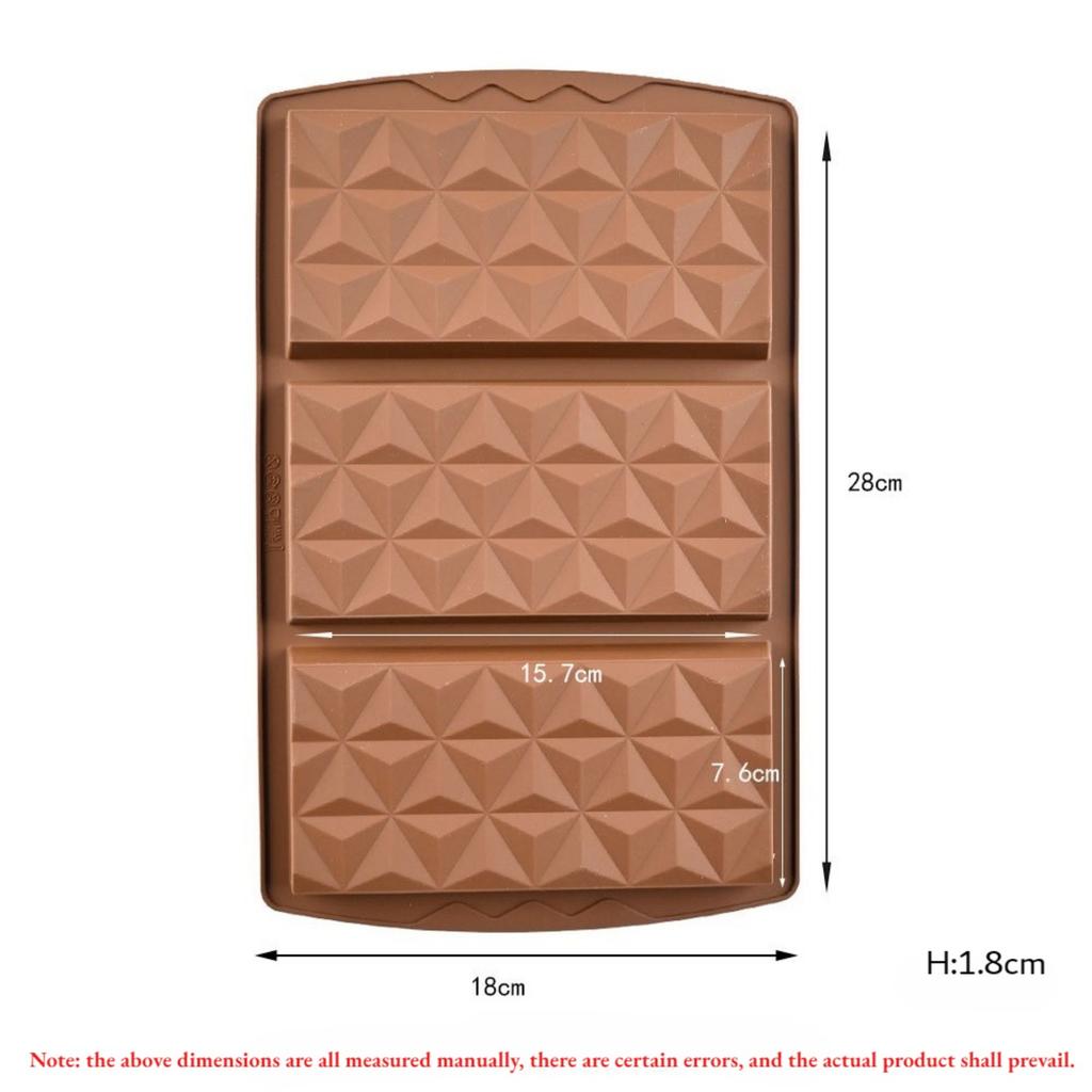 3 In 1 Chocolate Bar Molds Silicone Bars Break Apart Wax Melt Mould Easy Release Rectangle Durable for Handmade Gift