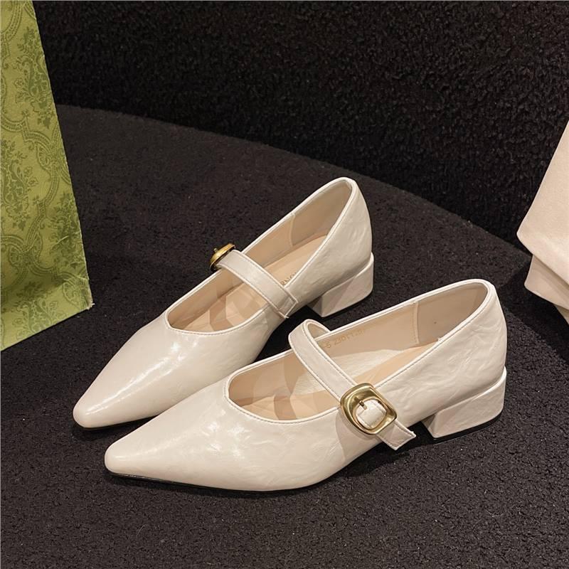 Coarse heel leather single shoes women's 2025 new temperament soft sole comfortable fashion versatile niche design Mary Jane women's shoes
