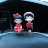 Cartoon Couple Ornaments Car Center Console Dashboard Anime White Hat Red Clothes Couple Kiss Forehead DIY Decorations Ornament