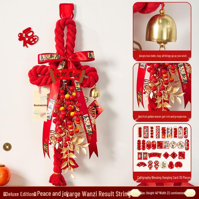 Housewarming Decor: Fu Character Door Handle Pendant Knot for New Home Ceremony
