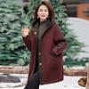 Autumn and Winter Hooded Loose Coat Women's Lamb Wool Double-sided Wear Medium and Long Cotton Coat