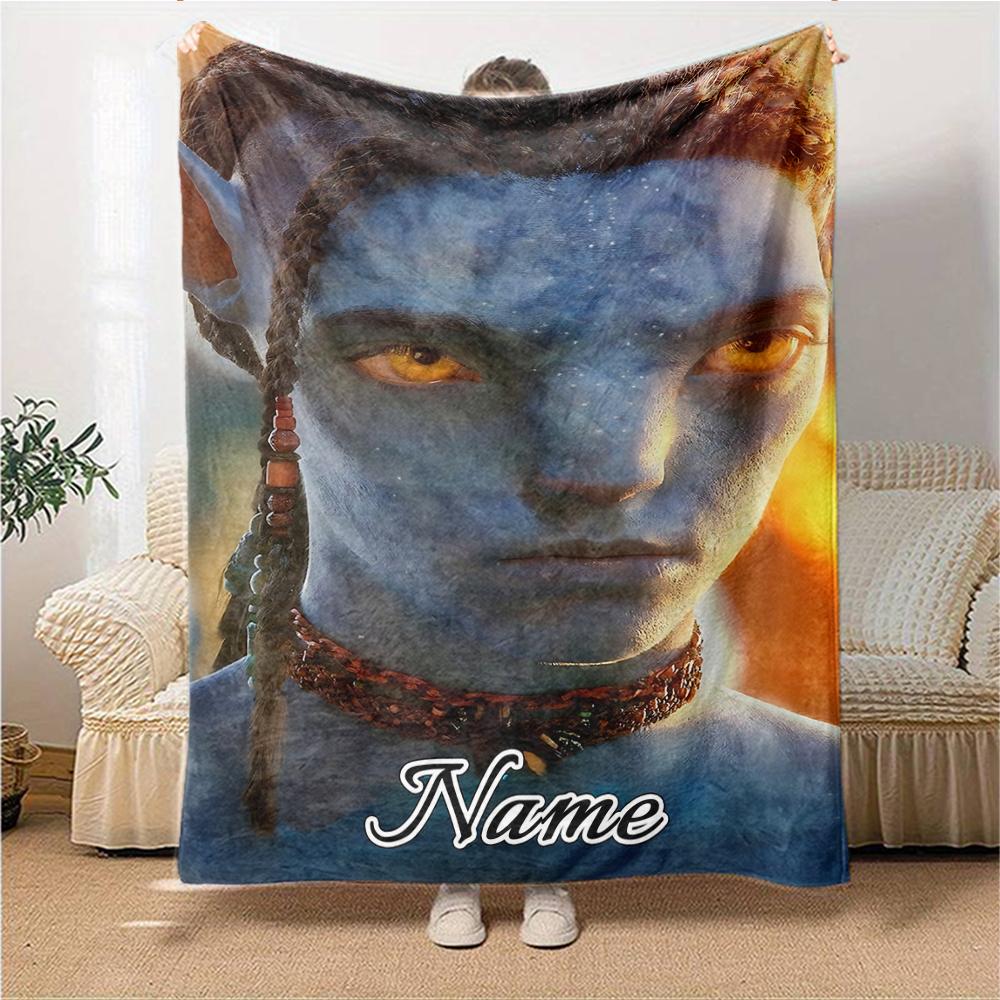 Custom Name Avatar Blue Beauty Party Blanket For Couch Bed Plush Cozy Fuzzy Blanket Super Soft Warm Blankets For Fall And Winter 0916282