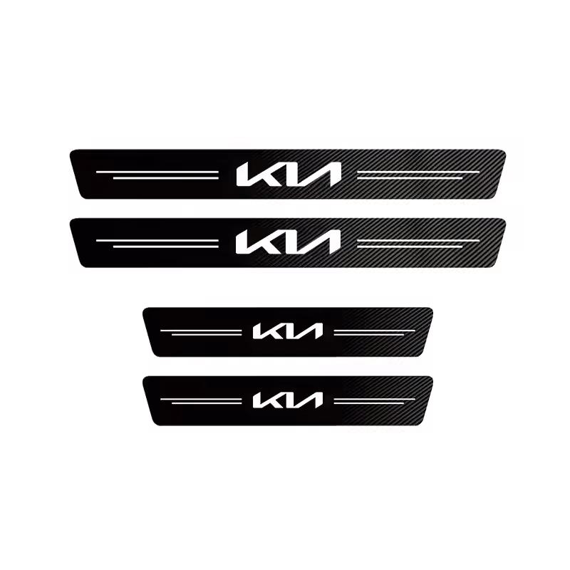 For Kia Morning Picanto Cerato Venga Cadenza K9 Seltos Tellurid Car Stickers Anti Scratch Door Sill Strip Carbon Fiber Threshold