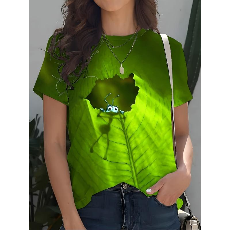 Summer Round Neck 3D Various Animal Print Top Fashionable Casual Short Sleeved Women's T-shirts