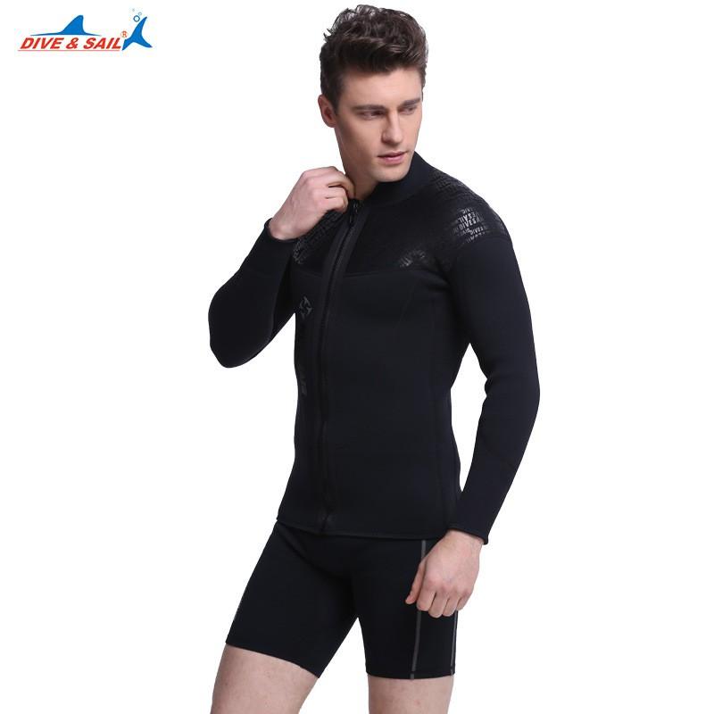 Herren 3mm Verdicktes SCR Neopren Neoprenanzug Oberteil Mit Frontreißverschluss Tauchen Schnorcheln Schwimmen