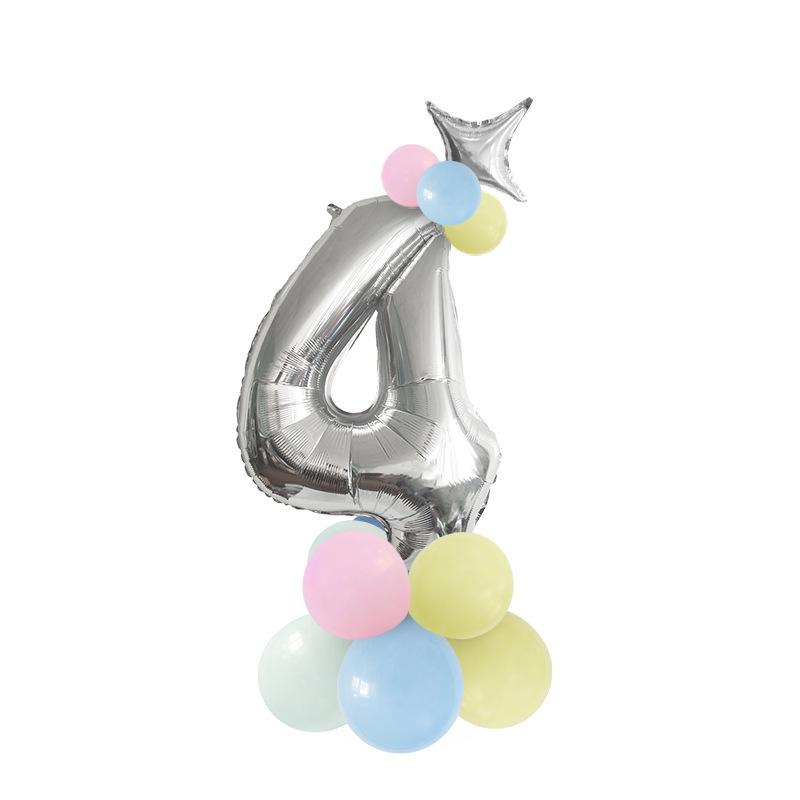 Digital Aluminum Film Balloon Set Balloon Bundle Balloon Column Baby Birthday Party Decoration Arrangement
