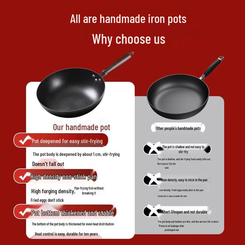 Sanshu Sanshen Hand-Forged Zhangqiu Iron Wok