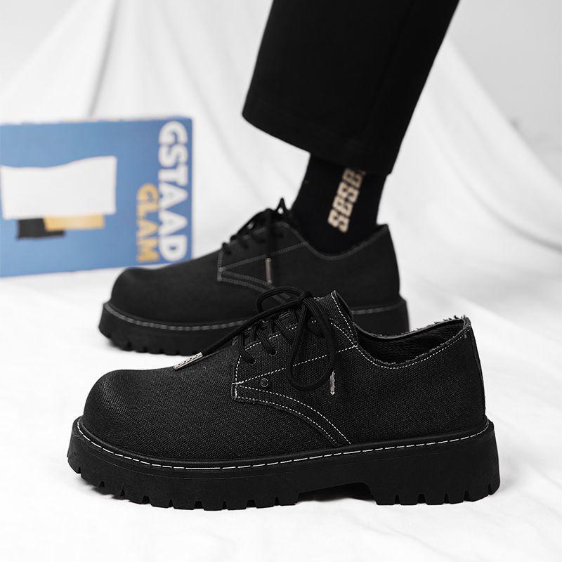 Men's Breathable Canvas Skate Shoes - Versatile Casual Design with Thick Sole and Height Boost