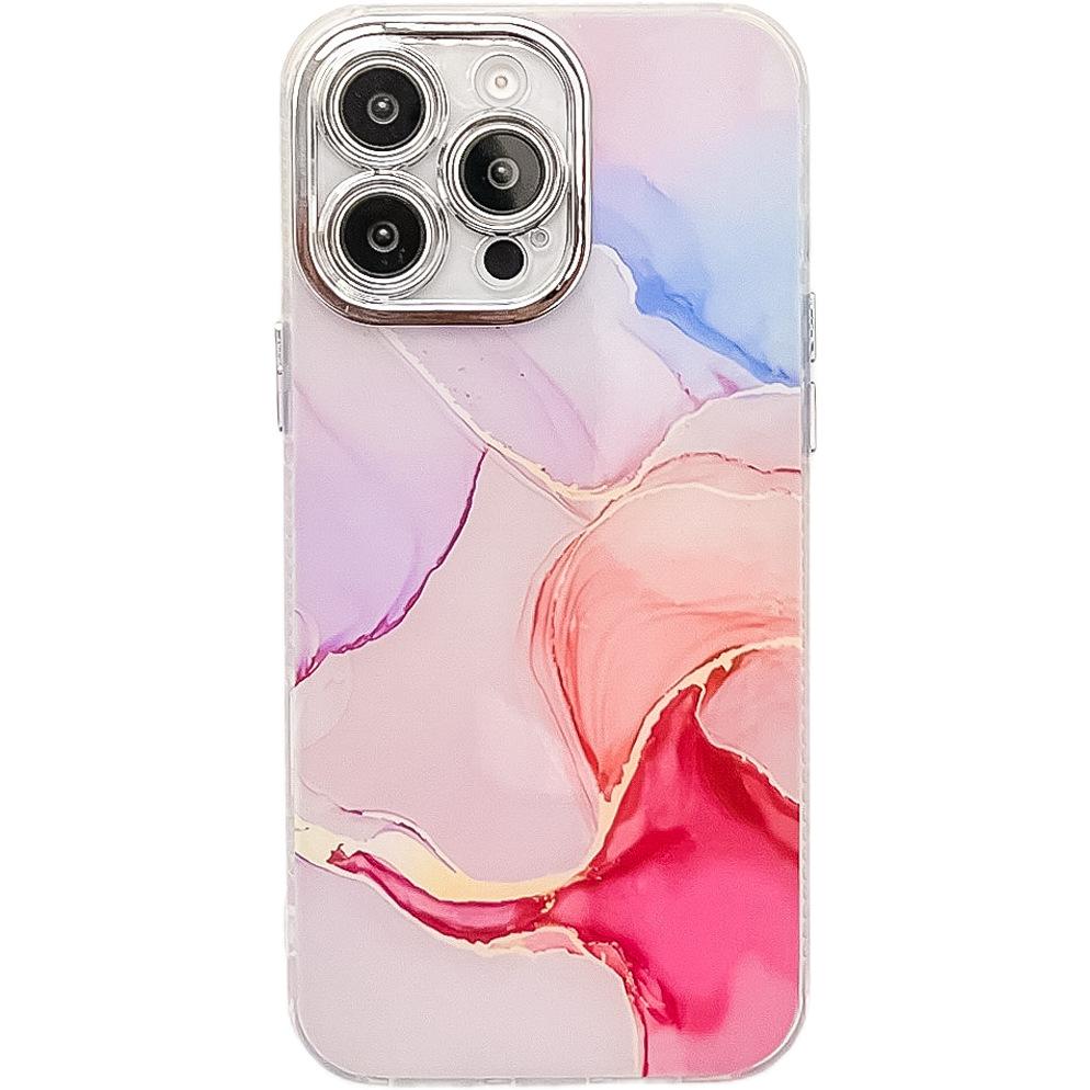 Electroplated Fine Perforated Marble Pattern Is Suitable for IPhone16promax Phone Cases and Apple 15 Protective Cases