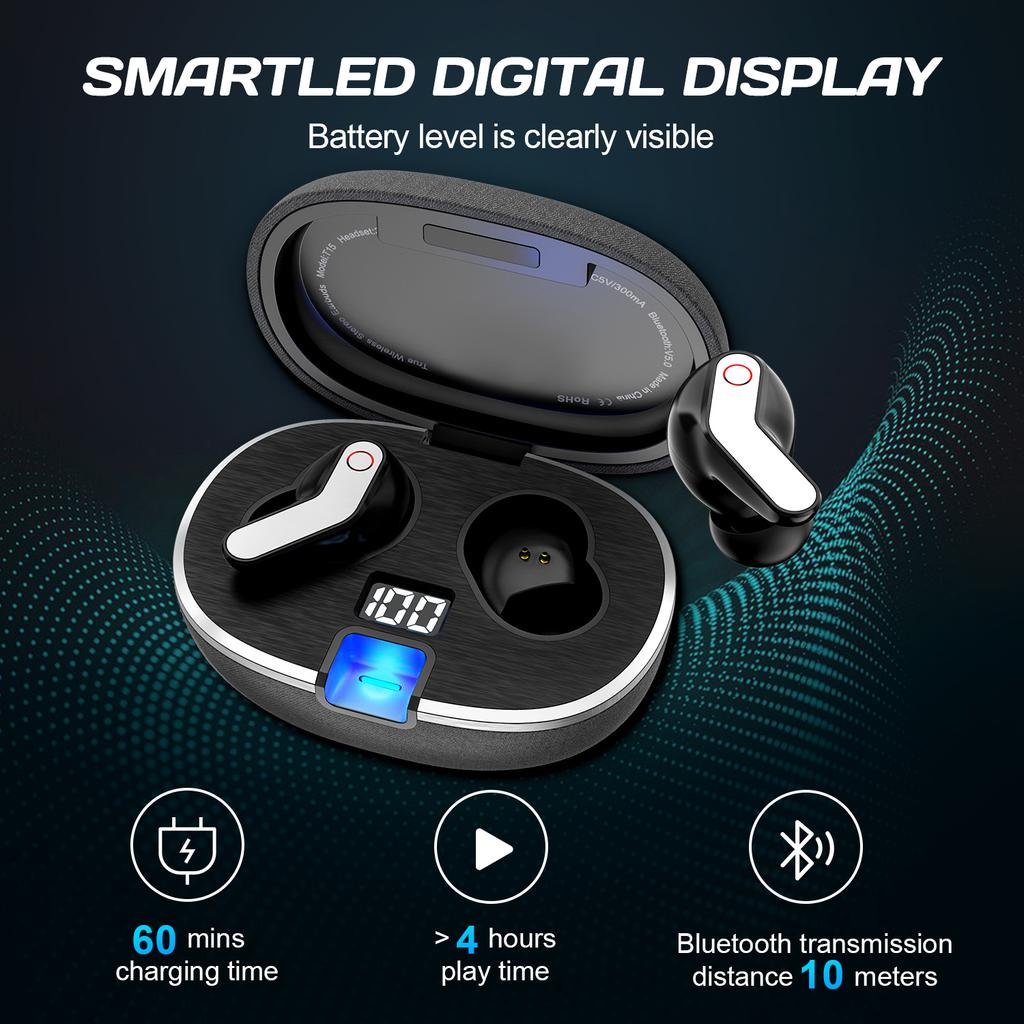 AURICOLARI BLUETOOTH 5.0 AWEI T15 CON COMANDI TOUCH, RIDUZIONE DEL RUMORE E  CUSTODIA DI RICARICA COLORE