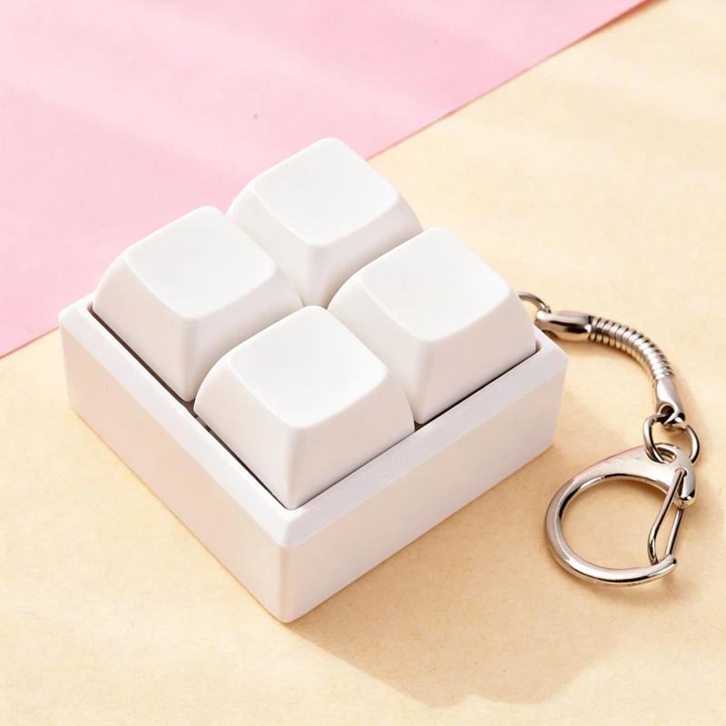 Mini 4 Keys Mechanical Keyboard Fidget Keychain Satisfying Click Sound Unique Gift for Keyboard Enthusiasts Friends