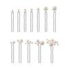 Pearl Hair Pins Set of 12 - Small & Large Sizes, Coffee Color U-Pins for Various Occasions - Wedding, Graduation, Parties, Everyday Wear - Alloy Hair
