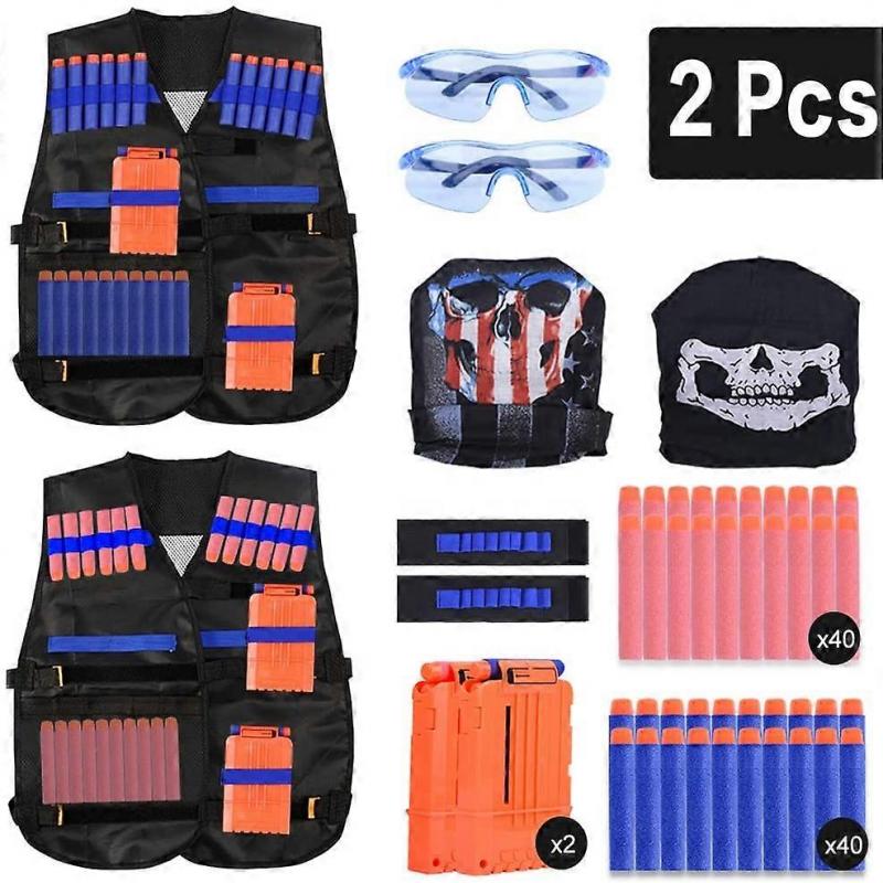 Set vestă tactică 2 buc. Nerf N-Strike Elite Set, vestă nerf pentru copii, vestă tactică, set accesorii Nerf vestă tactică pentru copii cu 80 proiectile de rezervă