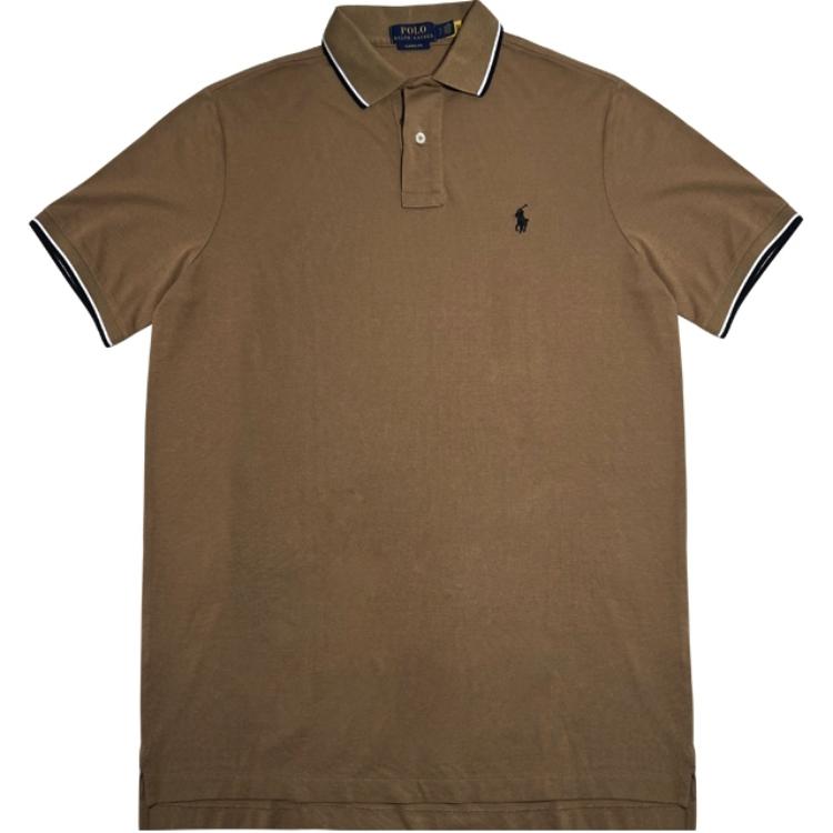 Polo Ralph Lauren SS24 Logo Embroidered Straight Fit Short Sleeve Polo Shirt Men Polo Shirts Brown 710844275-031