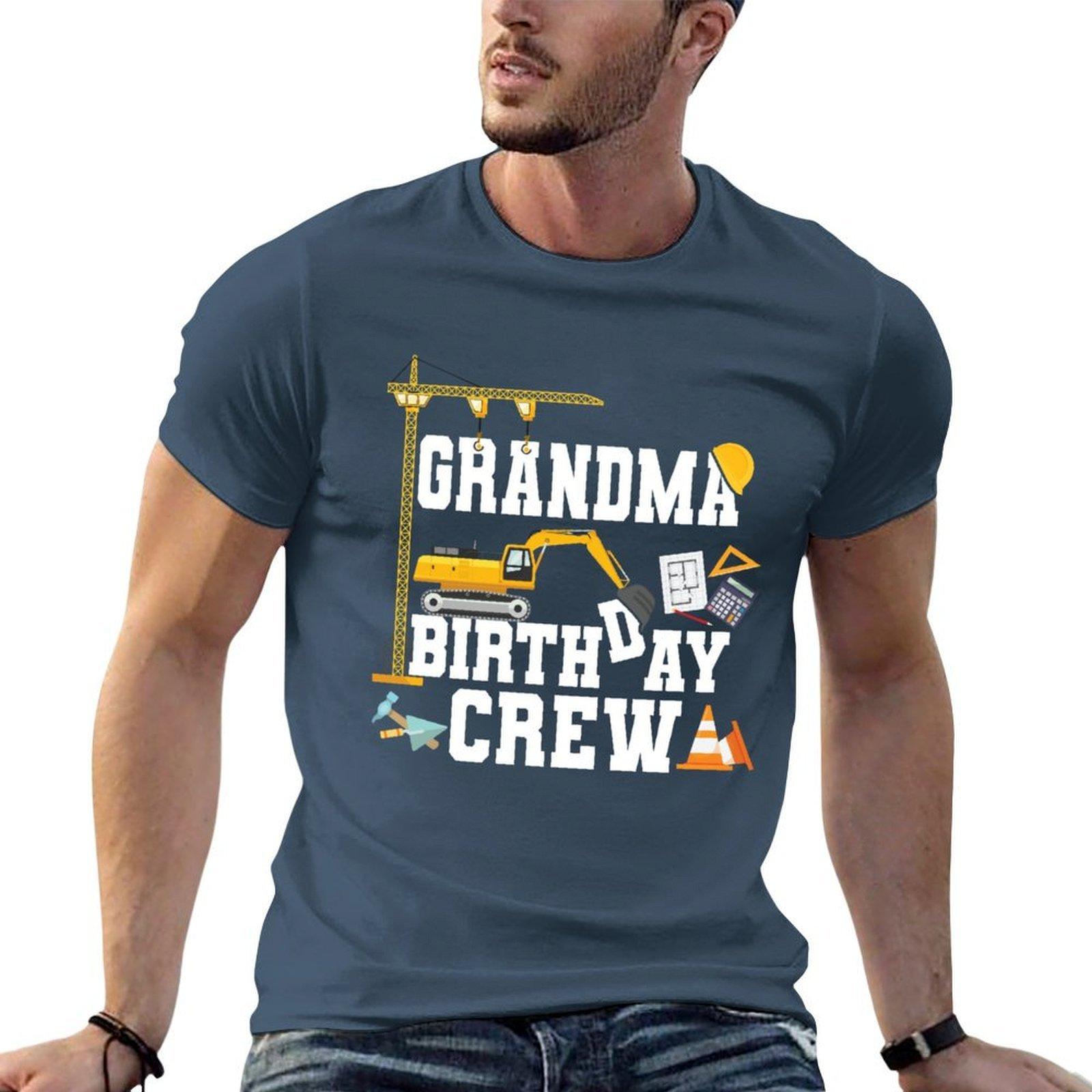 Grandma Birthday Crew Matching Construction Birthday Party Tshirt Christmas Casual Tee Shirt S