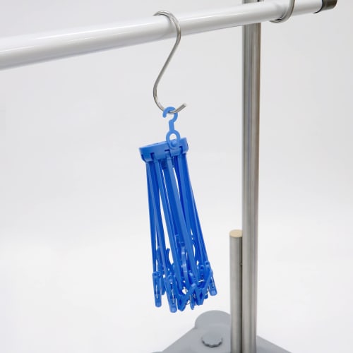 Towa Sangyo Neosoul Mini Parasol Hanger, Holds 10 Laundry Clothes, Blue, Approx. 43cm X H24cm