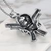 Style Pendant 316 Stainless Steel Locomotive Wind Skull Men'S Pendant Double Gun Skull Necklace