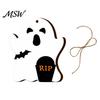 Seasonal Wooden Decorations Halloween Ghost Hanging Sign with Hemp Rope, Cute Rustic Pendants for Home Party Wall Holiday Decor