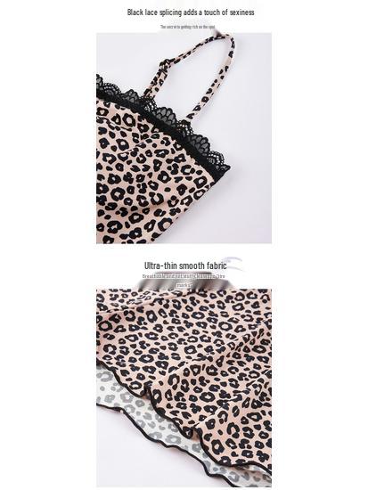 2025 Europäischer & Amerikanischer Leopardenmuster Spitzenbesatz Camisole Pyjama-Set - Sexy & Bequeme Sommer-Hauskleidung