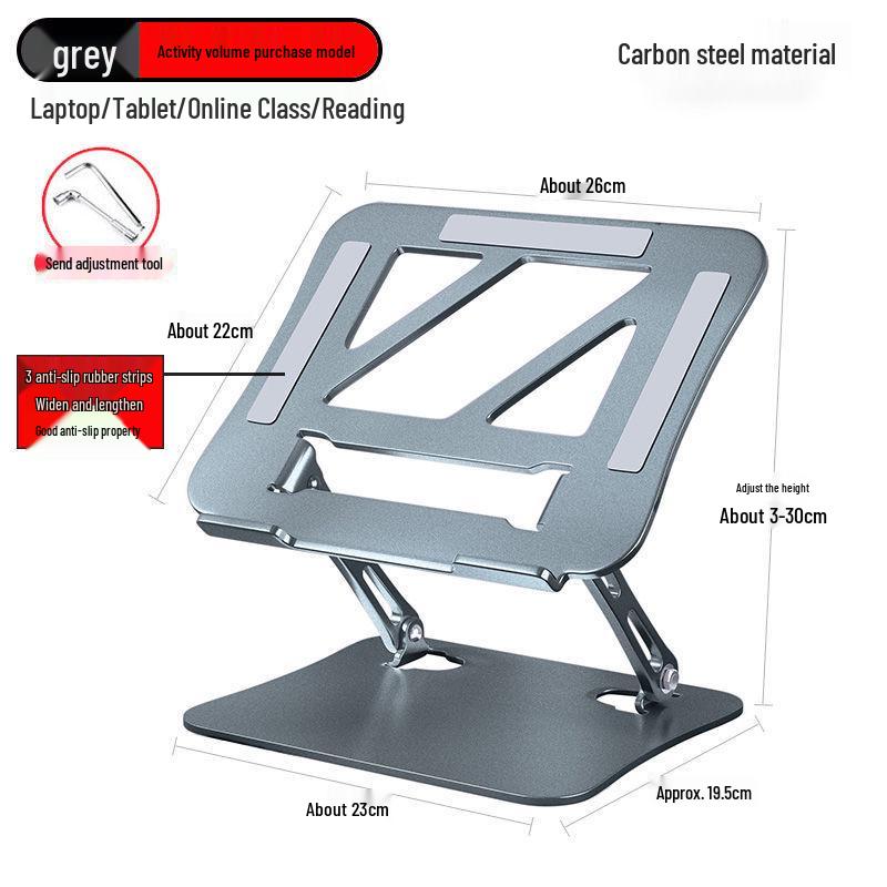 Adjustable Aluminum Laptop & Tablet Stand with Dual-Layer Suspension