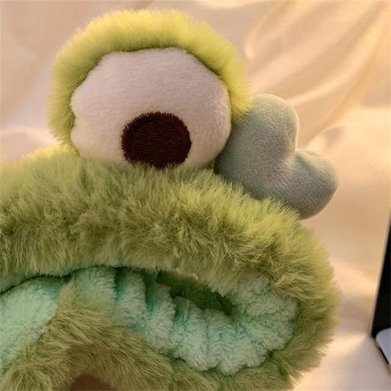 Frog Plush Hair Band Wash Hair Band Green Frog Eyes Love Headband Cartoon Wash Hair Clips