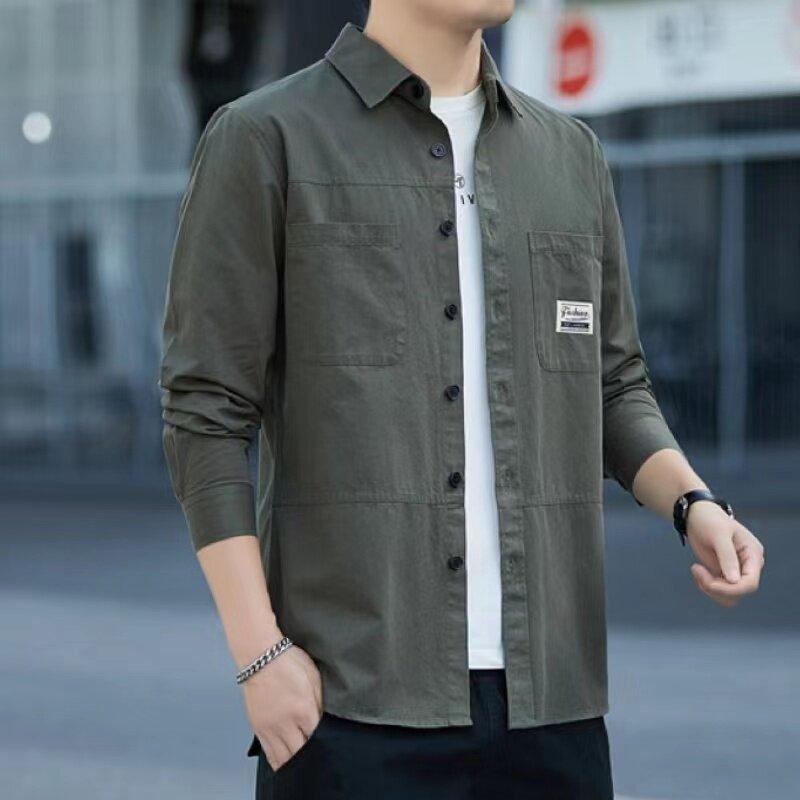Spring and Autumn Cotton Men's Long Sleeve Shirt Casual Loose Edition Non-ironing Business Shirt Men's Jacket