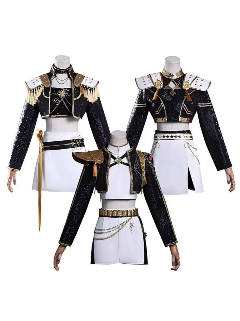 Lumi Black K-pop Girl Group Demon Hunter Halloween Cosplay Costume Set