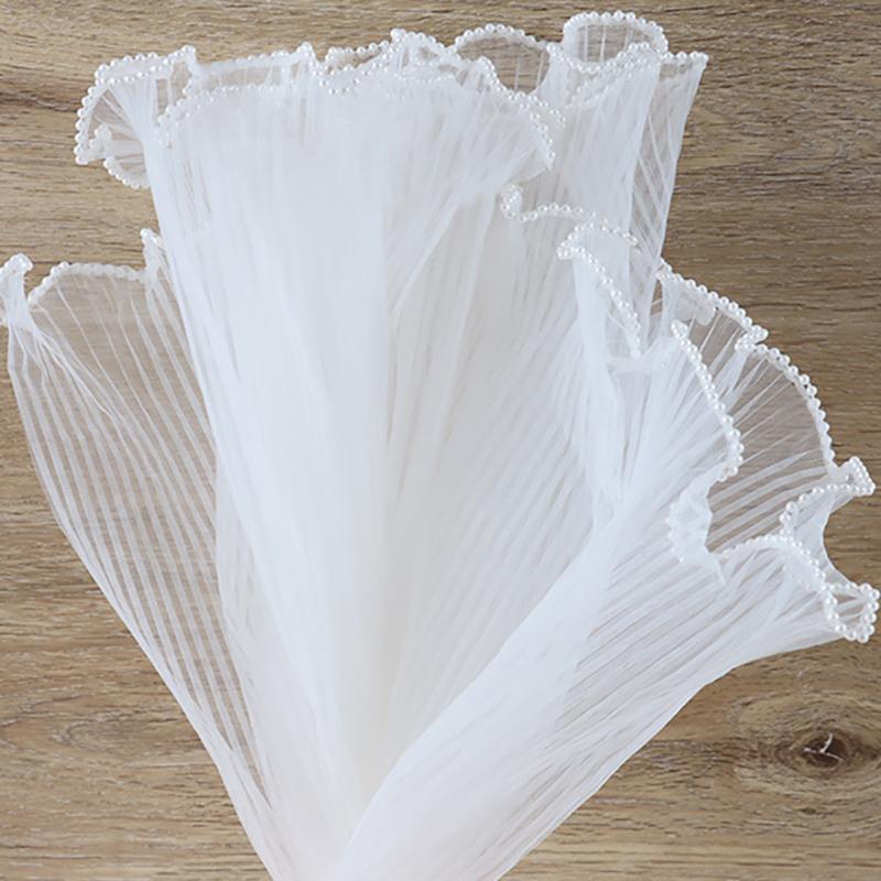 (4 Yards/bag) 28cm Wave Yarn Pearl Edge Yarn Valentine's Day Gift Flower Packaging Material Wedding Decoration Lace Handmade DIY