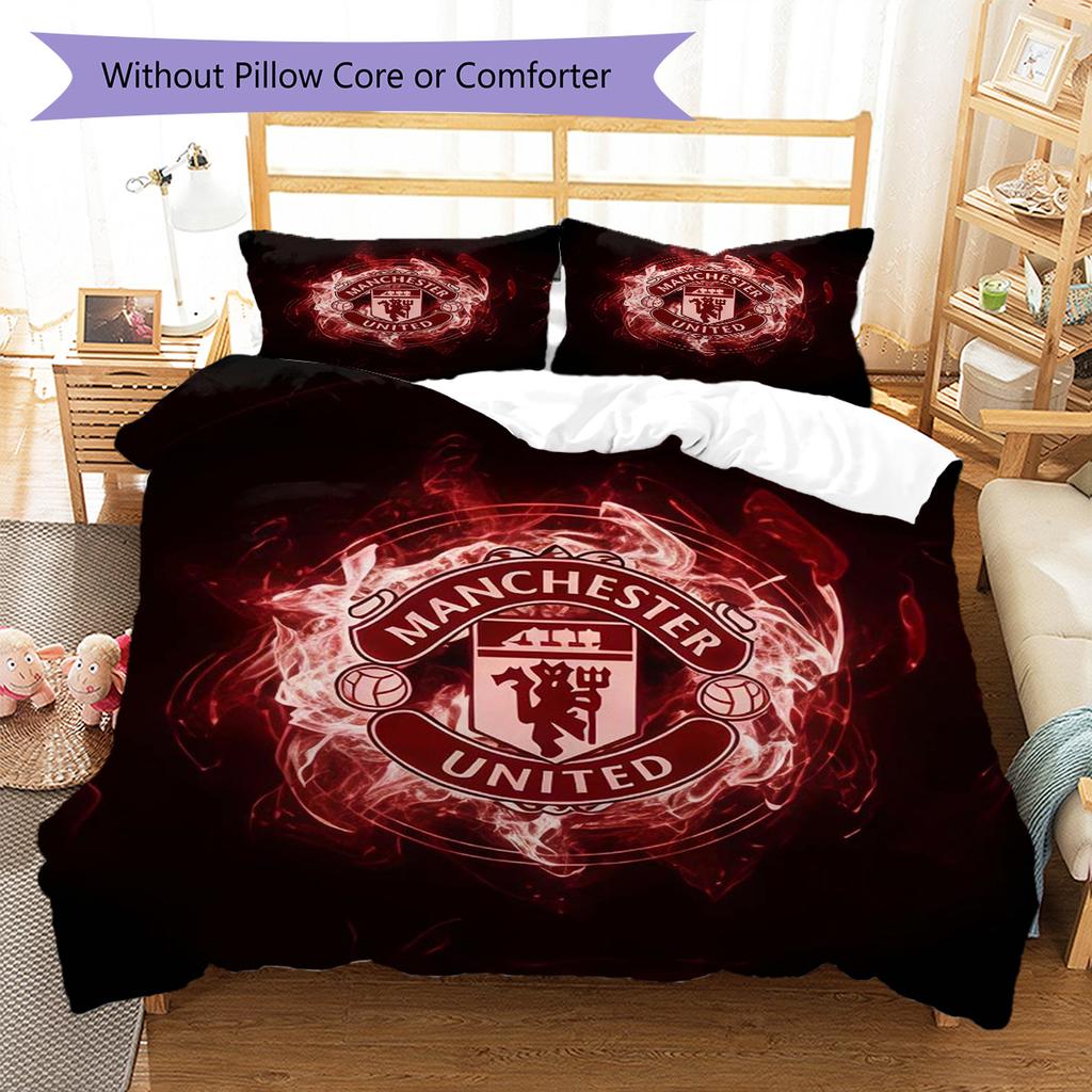 Set Lenzuola Trapunta Manchester United Copripiumino Federa Decorazione Casa Regalo di Compleanno (1 * copripiumino + 2 * federa, senza nucleo)