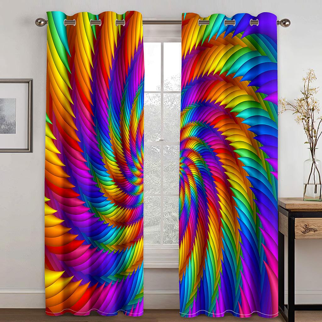 Living Room Space Bedroom Home Decor cortinas for Cheap Dazzlingly Vibrant Rainbow Free Shipping 2 Panels Sleek Window Drapery Perfect