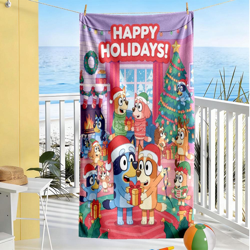Bluey Friends Adventure Beach Towel High Absorbency & Quick-Dry Comfortable Lightweight