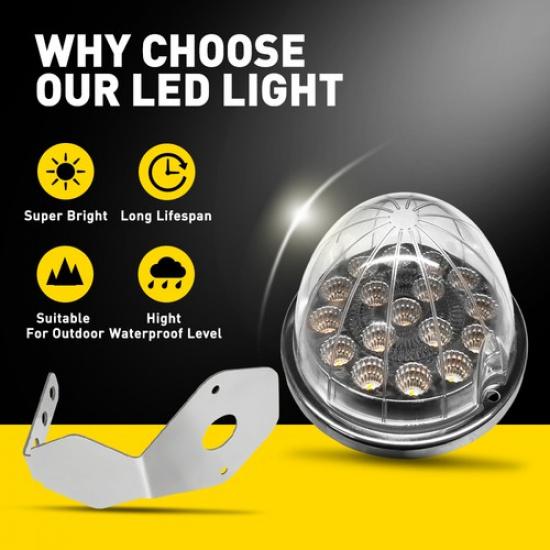 LED Watermelon Light Indicator Side Marker Clearance Truck Trailer W/ Bracket 2X