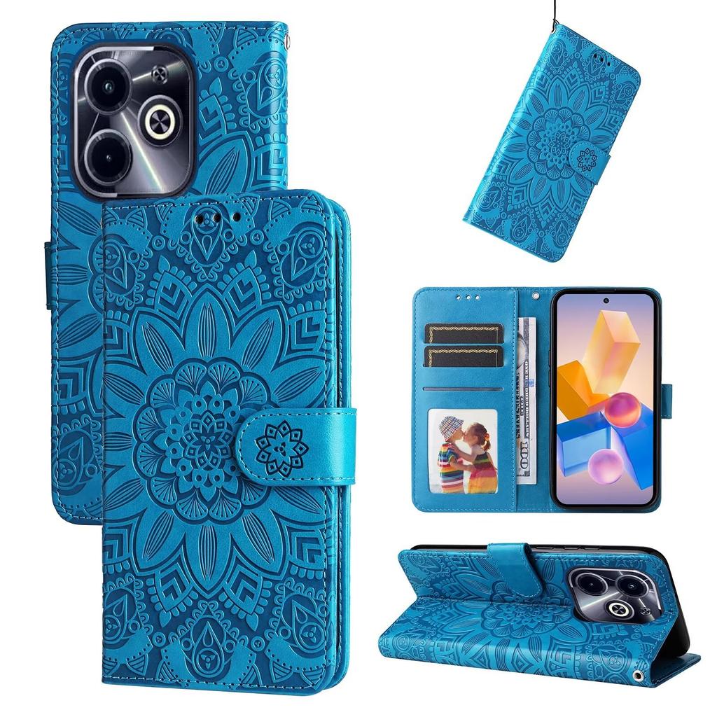 Applicable to INFINIX Hot 50 Mobile Phone Leather Case Camon 30 Sunflower Embossed Card Case Google 9A
