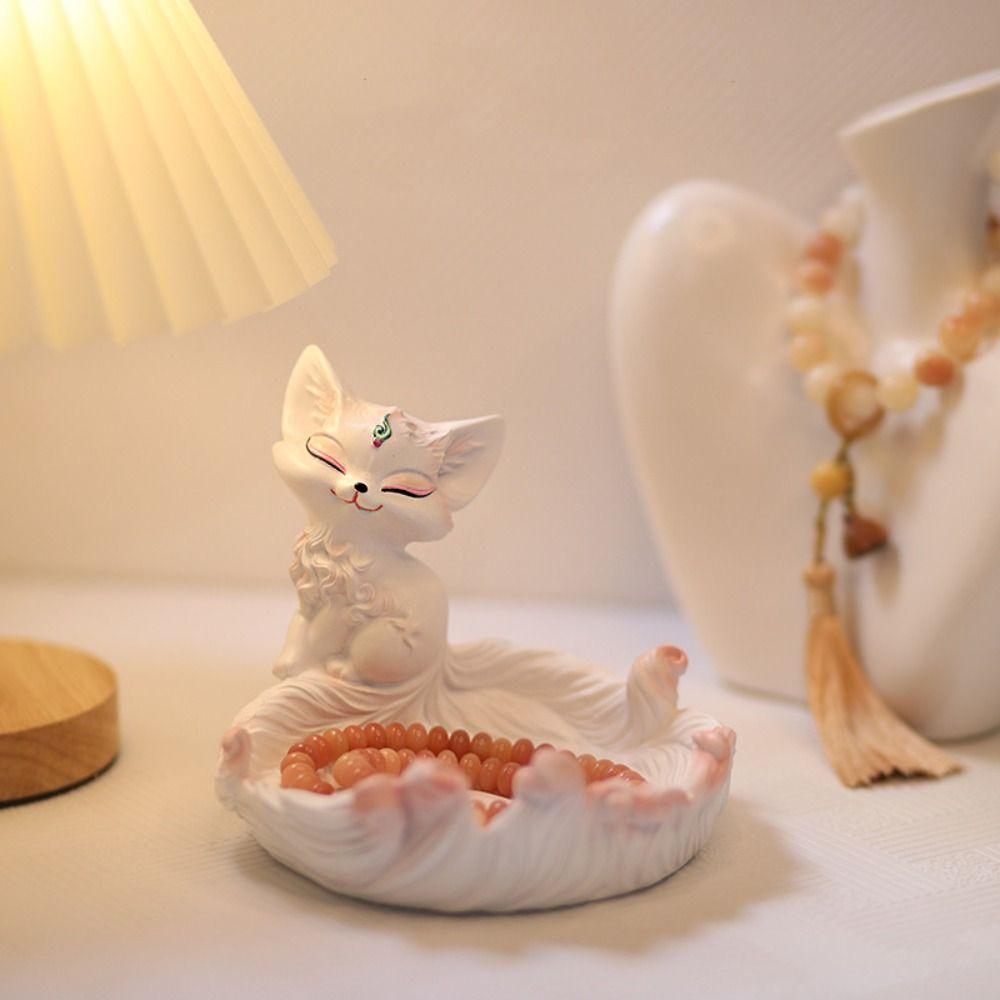 Cute Jewelry Key Storage Rack Resin Key Tray Desktop Ornament Animal Figurine  Tea Table