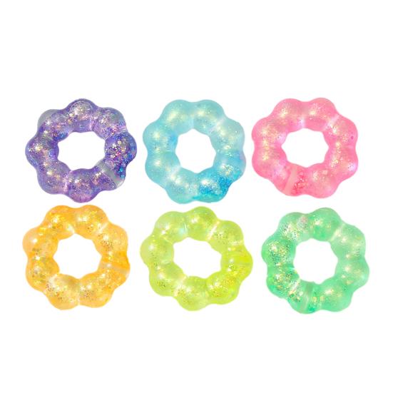 

Clear Donut Ring Squeeze Toy Stress Relief Glitter Grip Ring Sensory Toy Soft Stretchy Home Office Worker Desk Toy