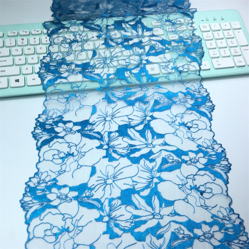 

( 5 Colors ) 1m x 25.5cm Embroidery Net Lace, Embroidered Tulle Lace Fabric for Dress, Lingerie, Bra, Underwear, Garment, Sewing & Crafting 1 meter x 26 cm синий