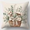 Rustic Charm Throw Pillow Cover: Cotton Flowers, Vintage Truck and Home Blessing Words, Sofa Cushion Cover, Bedroom Room Decor