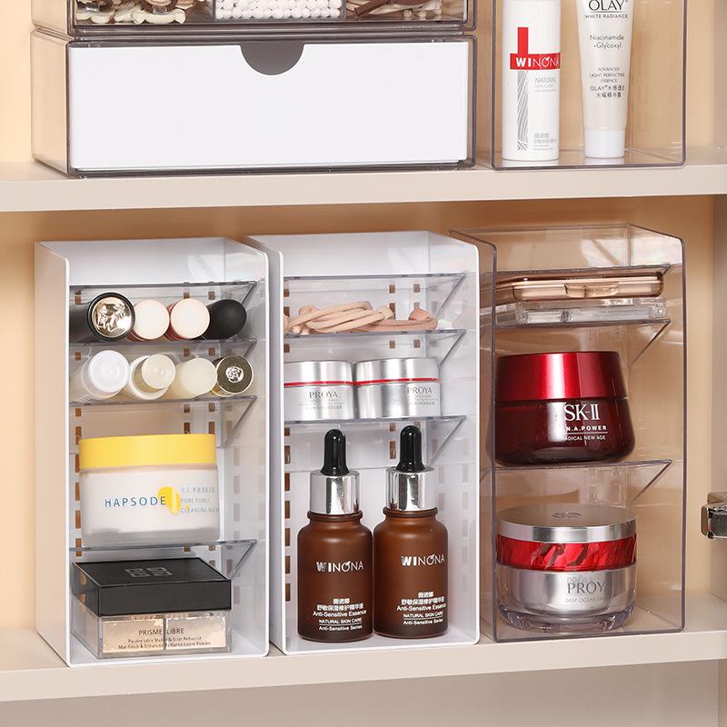 Narrow Acrylic Mirror Cabinet & Lipstick Jewelry Organizer with Tiered Shelves