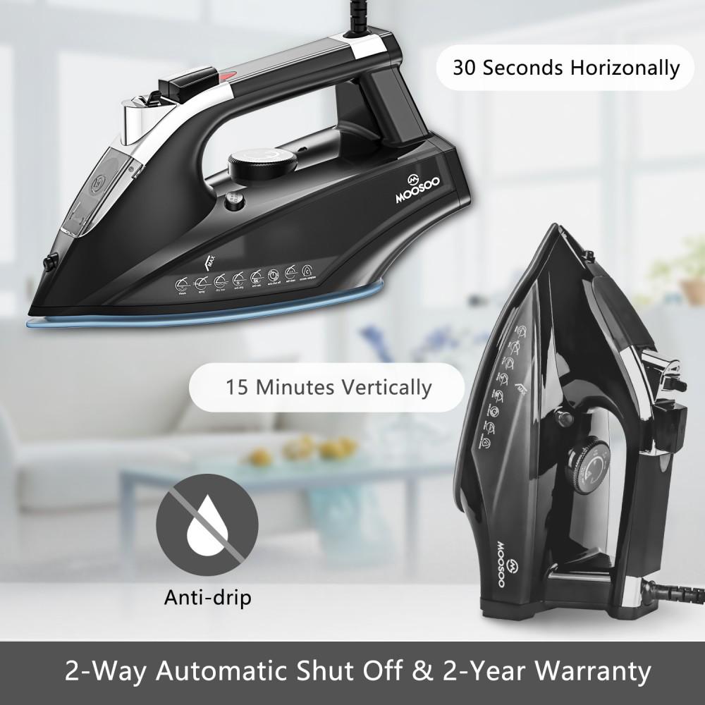 Moosoo SG-8005-1 1800W Steam Iron, 470ml Water Tank, 4 Temperature Settings, Auto-Clean & Anti-Drip, Fast Heating