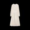 Mohan Yimei Lantern Sleeve V-Neck Pleated Midi Dress