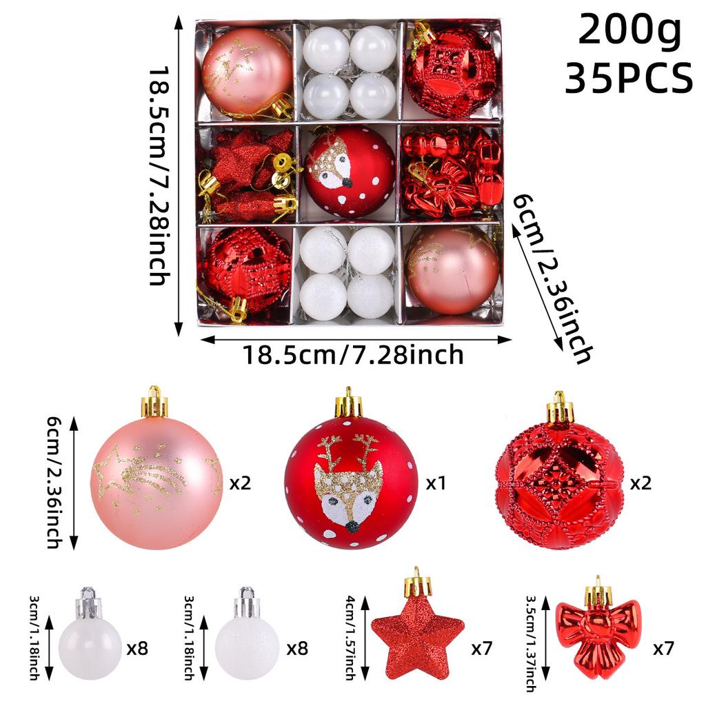 35PCS Christmas Ball Ornaments Set with Gift Box Christmas Decorations Party Ornaments Colorful Ball Set Christmas Tree Ornament