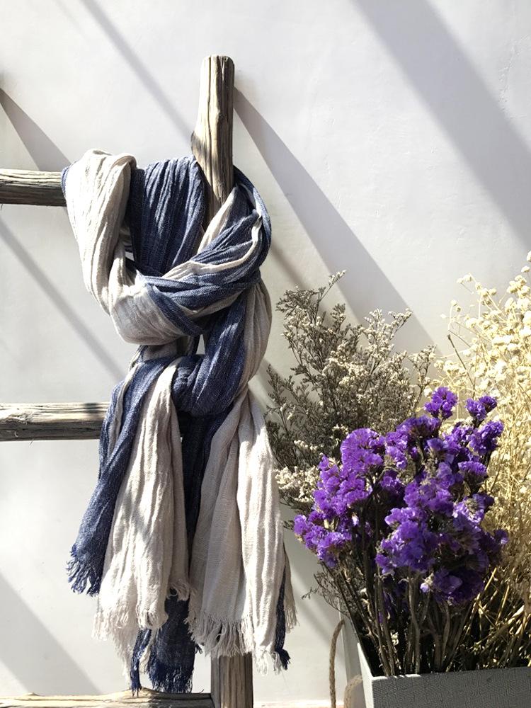 Autumn/Winter Cotton-Linen Color Block Scarf: Korean-Style Shawl for Women & Men