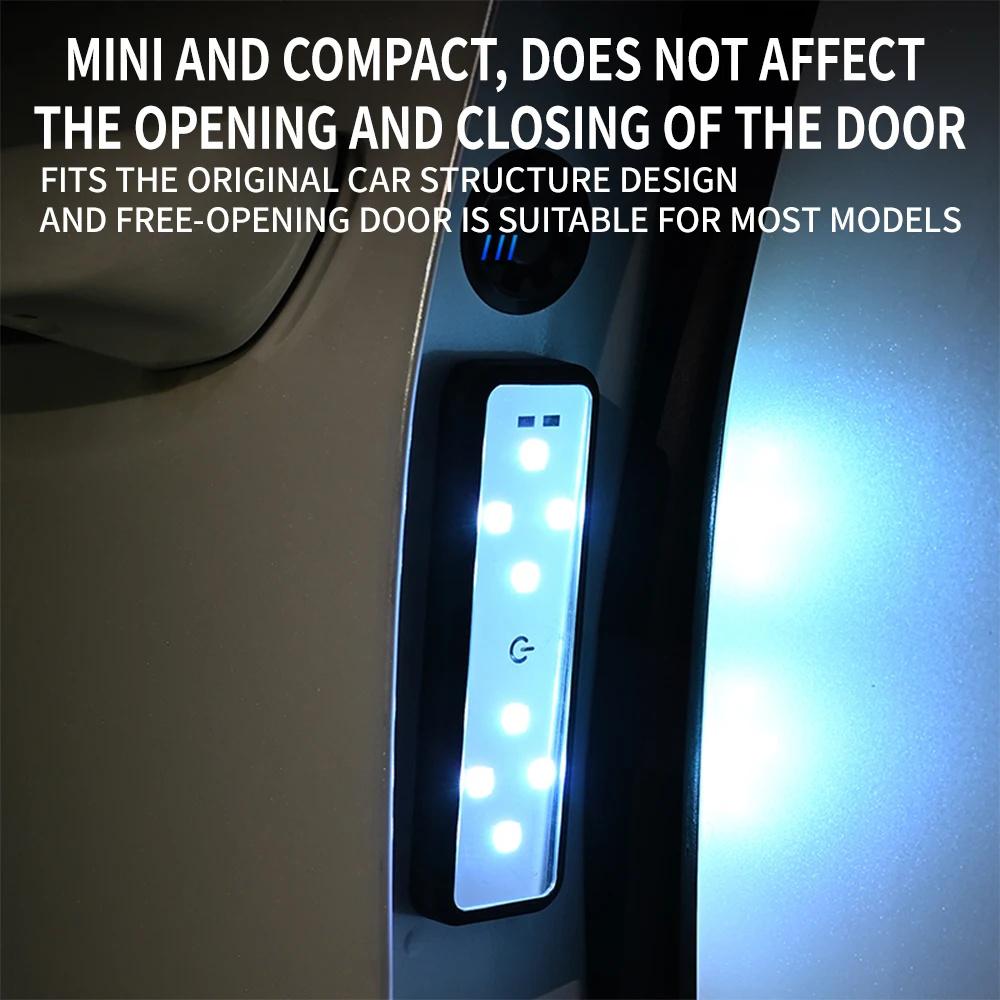2Pcs Magnetic LED Door Lights Car Courtesy Welcome Atmosphere Lamp USB Charging